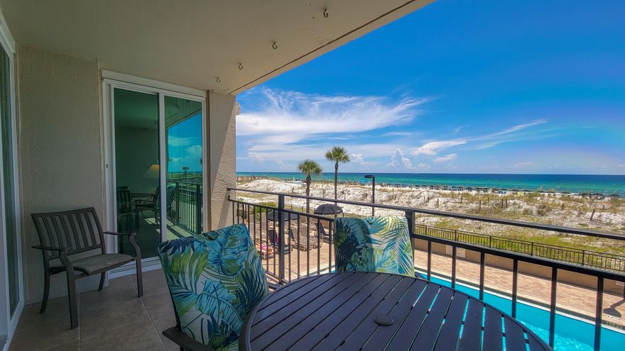 Don't let 2nd floor fool you, this unit has phonomenal water & beach views!! This spacious 3 BR 2 BA unit at The Breakers of FWB, a sought-after complex on our beautiful Okaloosa Island, can be all yours! As you enter, you'll have a bedroom on the right that currently holds a queen size bed and has laminate flooring. Second guest bedroom across the hall is carpeted and has 2 twin beds and large flat screen TV. Full guest bathroom is around the corner with tub/shower combo. The kitchen is fully equipped w/ stainless steel appliances, corian countertops and tile backsplash. Kitchen also has a breakfast bar that could hold additional seating. Living/dining area is open so everyone can enjoy the views. Upgraded tile flooring, leather furnishings, and large flat screen TV in living area.
