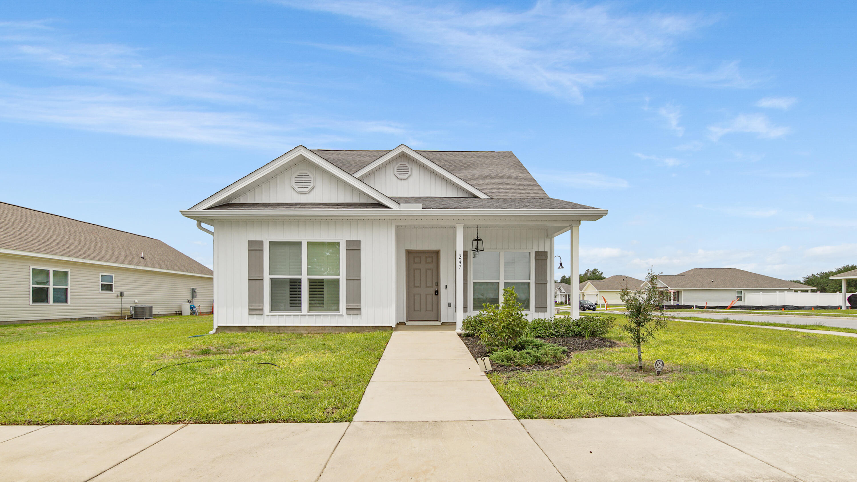 Ask your agent about $5,000 in Buyer closing cost credit! Welcome to your new Owl's Head home! The main floor offers easy to maintain vinyl flooring, elegant plantation shutters, stunning quartz countertops, extended cabinetry, eye-catching backsplash, custom pantry and upgraded appliances all with a focus on detail. The master suite on the main floor includes an upgraded bathroom with luxurious finishes. This Cary floor plan boasts a split layout for added privacy.Step outside and you'll find front and side covered patios, a custom fire pit, irrigation welll, sprinkler system and entry garage for convenient parking. Located just 8 miles from the stunning beaches of South Walton, this home provides both accessibility and serenity. Welcome to your new sanctuary.