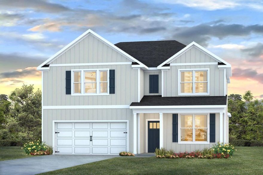 GORGEOUS NEW construction in Marlin Place with a community pool, pavilion, sanded volleyball court, cornhole area and streetlights for residents to enjoy. The Embry is a spacious 5 bed, 3.5 bath two-story home offering over 2,800 sq ft with a 2-car garage. The first floor features a private primary suite with a large walk-in closet, double vanity, garden tub, and shower. A flex space off the foyer is perfect for a home office or dining area. The open-concept kitchen includes stainless steel appliances, and a center island that flows into the great room. Upstairs offers four additional bedrooms, two full baths (including one ensuite), and a versatile bonus living area. This highly desirable home comes standard with a Smart Home Technology package with several Smart devices.