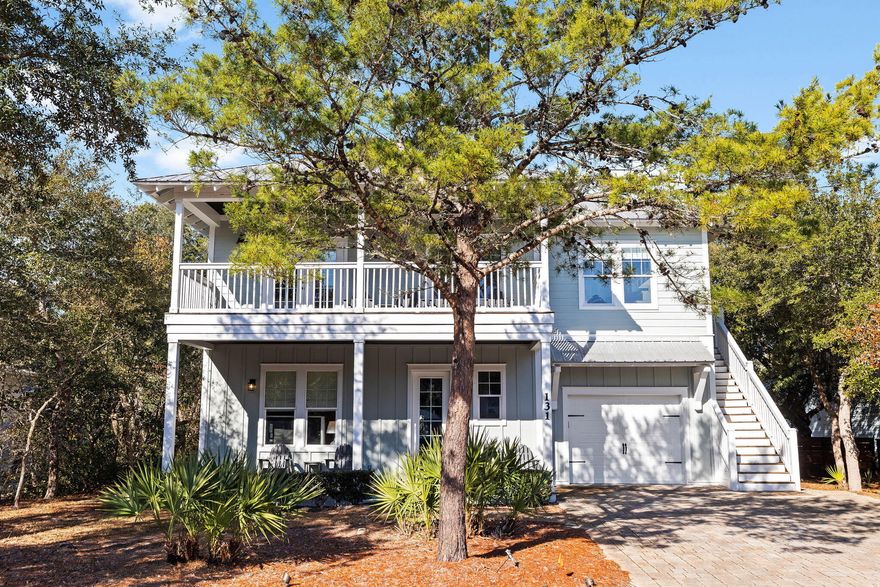 Positioned in the heart of Inlet Beach with the rare advantage of deeded private beach access, 131 Clareon Drive offers a thoughtfully designed coastal residence where comfort, functionality, and effortless living come together. Spanning 2,596 square feet of heated and cooled living space, the home features four bedrooms and four bathrooms, with interiors that balance clean design and everyday ease. Hardwood flooring flows throughout the main living areas and bedrooms, complemented by tiled bathrooms that add both durability and refinement.

The kitchen is designed for gathering, offering generous cabinetry and expansive counter space that supports everything from casual mornings to shared meals. Nearby living spaces feel open yet inviting, creating a natural flow for both quiet evenings and entertaining.

A standout feature of the home is the custom-built bunk room, complete with its own wet bar, offering a flexible space that adds character and functionality. Throughout the home, abundant storage has been thoughtfully incorporated, enhancing livability without compromising design.

Outdoors, a large private pool anchors the backyard, surrounded by a shaded lot that offers a sense of privacy and comfort throughout the day. Whether enjoying a morning swim or an evening under soft coastal light, the outdoor space is designed to be an extension of the home itself.

Located within a community that allows short-term rentals, the property offers versatility alongside its coastal appeal. With deeded beach access, well-appointed interiors, and carefully considered spaces throughout, 131 Clareon Drive presents an opportunity to enjoy the Inlet Beach lifestyle with both ease and distinction.