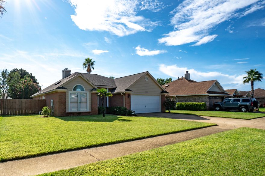 Outstanding location in the heart of Destin with only three blocks and a one minute drive to the Harbor in Destin, cross over the Destin Bridge for an easy drive to Eglin AFB and Hurlburt Field.This fantastic home with a floor-plan which allows for privacy with split bedrooms plus an office or fourth bedroom and two updated bathrooms. The home has many upgrades, new HVAC, paint interior & exterior, light fixtures, kitchen corian counter tops, tile backsplash,stainless appliances with gas cook top, white cabinetry and tile flooring. The master suite features wood laminate flooring, coffered ceiling with recessed lighting, the master bath has a walk in closet,cultured marble with double vanity, jacuzzi tub & separate shower with new tile.