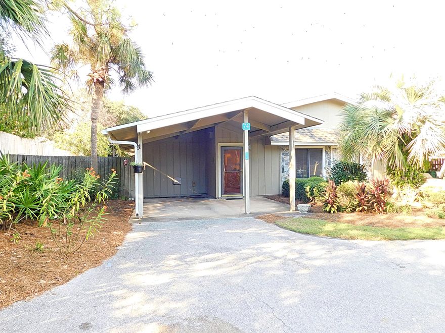 Step out back into your exceptionally large, fenced in, private courtyard and relax on a peaceful, clear gulf coast night while gazing up and the stars and listening to the waves of the Gulf of Mexico. This is a two bedroom two bathroom corner unit. The owner enclosed a portion of the patio to create a bonus room.Walking distance to the beach. Seascape Resort boasts an 18 hole golf course, tennis courts, pools and a gated entrance as well as a Town Centre that offers restaurants and shopping. All dimensions and information is herein deemed reliable but should be verified by buyer.