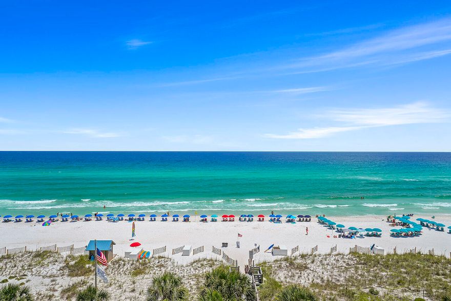 Gulf front condo with private balcony and resort amenities in the heart of Destin. This generously sized property is located on the 6th floor and features two bedrooms and two full bathrooms, a full kitchen with modern upgrades such as granite countertops and stainless steel appliances. The living room overlooks the community pool and has an unobstructed view of the Gulf of Mexico. The spacious master suite is located just off the living area, complete with ample natural light, beautiful vinyl flooring and sliding glass doors that open to the balcony. The second bedroom invites guests with two double beds. This pristine property is ready to rent with $90K in rental projections. Breakers East is an easy walk to shopping, family activities, and restaurants.