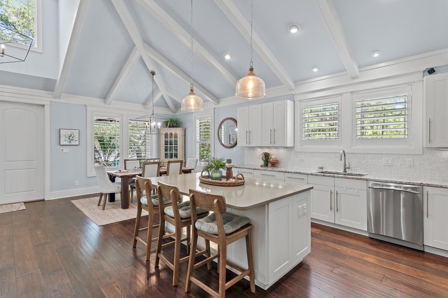 This property is currently under contract with a 24-hour kick-out clause. Location, charm, and coastal convenience! This 3BR/2BA beach home in Hidden Highlands is a true hidden gem just off Scenic 30A, surrounded by beautiful mature oak trees. Tucked away on a quiet street with no HOA, you're only minutes from three public beach access points. On a breezy day, you can hear the waves from your back porch!Inside, enjoy hardwood floors throughout, high ceilings with wood beams, built-in bookshelves, impact windows, and a durable metal roof. Whether you're sipping coffee on the inviting front porch or unwinding on the private screened-in back patio, this home offers the perfect balance of comfort and style.
