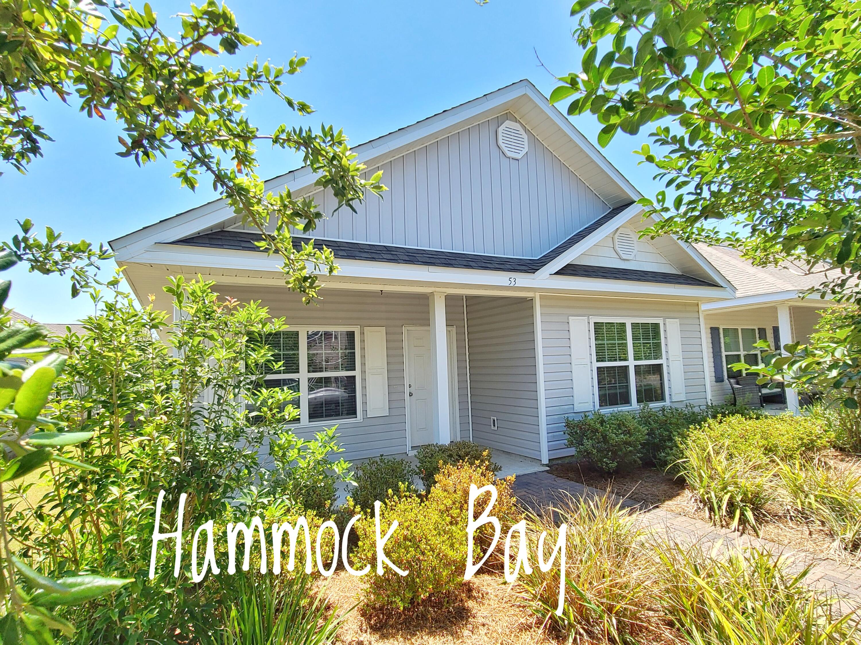 Enjoy the planned community lifestyle of Hammock Bay from this cottage located close to the heart of Hammock Bay clubhouse, pools, fitness center, tennis, pickle ball, basketball, and playground. The Porter home plan with open feel and large kitchen island includes 3 bedrooms, 2 bathrooms and a two car garage. Dues include landscaping maintenance for the yard, cable TV, & recreational amenities. Hiking and biking trails wind throughout the property and catch and release fishing is allowed at the lakes. You will also find two dog parks with dog washing station. Just around the corner, take advantage of the city park, complete with additional playground, soccer and baseball fields. The general store at the town center offers quick snacks and light grocery shopping. See Hammock Bay today.