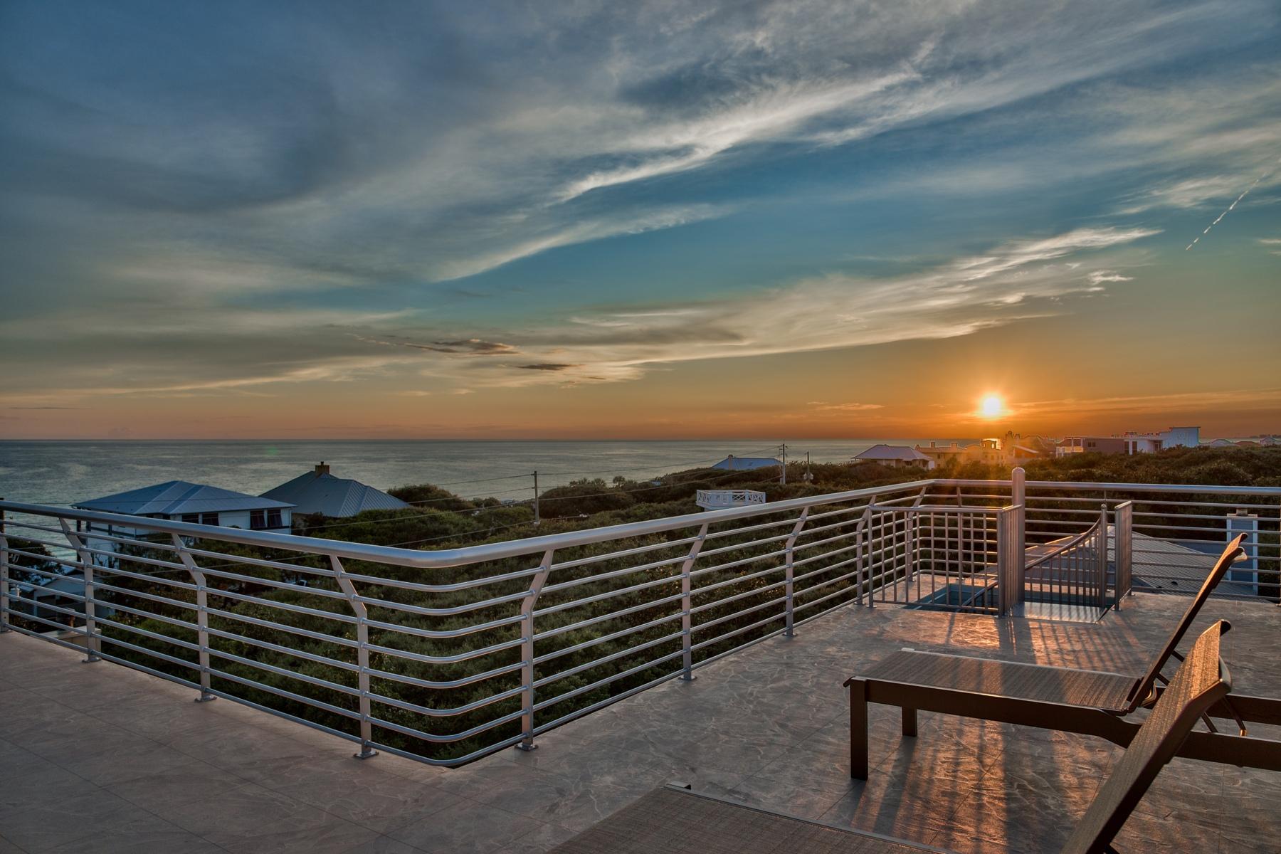 Exemplary coastal charm juxtaposed unparalleled panoramic gulf views with prominent positioning in the heart of Seagrove beach characterize this masterful new construction residence which offers over 5,000 sqft of pristine living space spanning an impressive four-story vertical footprint allowing for sweeping unobstructed vistas. Exceptional investment opportunity abounds with over $300,000 in guaranteed gross annual rental revenue courtesy of 360 Blue Properties. This 7 bedroom 8 bath home epitomizes 30A living, prominently situated just two lots off the beach and perched at a high elevation presiding over a lower southern exposure which produces beautiful 360 degree gulf views that span from Destin to Panama City Beach as well as an incredible western/sunset orientation over Seaside.