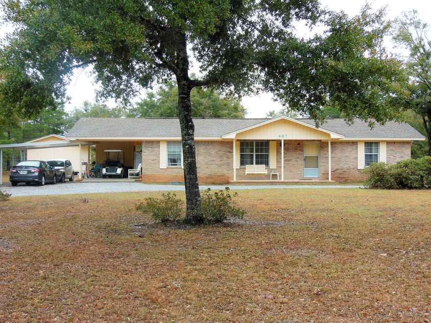 Nice and neat, the well kept all brick home on 1 1/2 acres, fully chain length fenced, with a 1200 s.f. all brick home with 3 bedrooms and 2 baths. Home is in a great location in the county, on a paved road, just out of the city limits off State Hwy 90 West, only one mile to DeFuniak. Has city water and septic tank. Roof is architectural shingles. Has storage building for your tools. Central air and heat. Complete with a beautiful gravel circle drive.Easy to view!