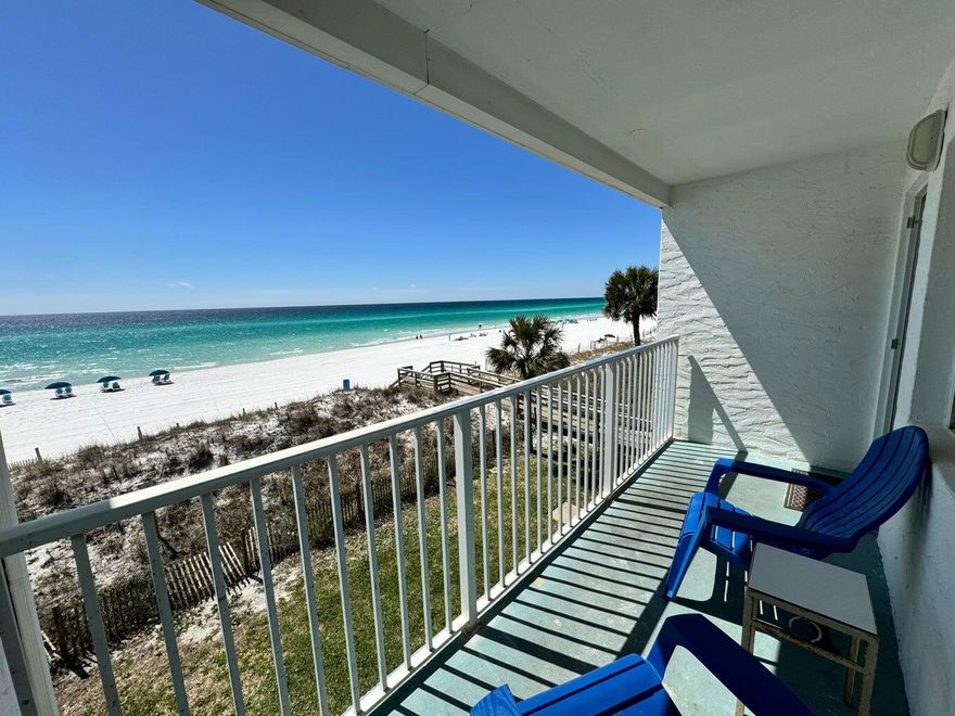 Gulf front condo looking for it's next owner or investor. This one bedroom condo is directly on the gulf with a newly updated bathroom, oversized bedroom fitting two queen sized beds comfortably, and listed as a vacation rental with strong numbers each year. Enjoy unobstructed views of the gulf from the balcony. Fully equipped kitchen located near attractions, restaurants, and entertainment which makes it highly desirable for renting out. Don't miss out on owning a beach front condo.