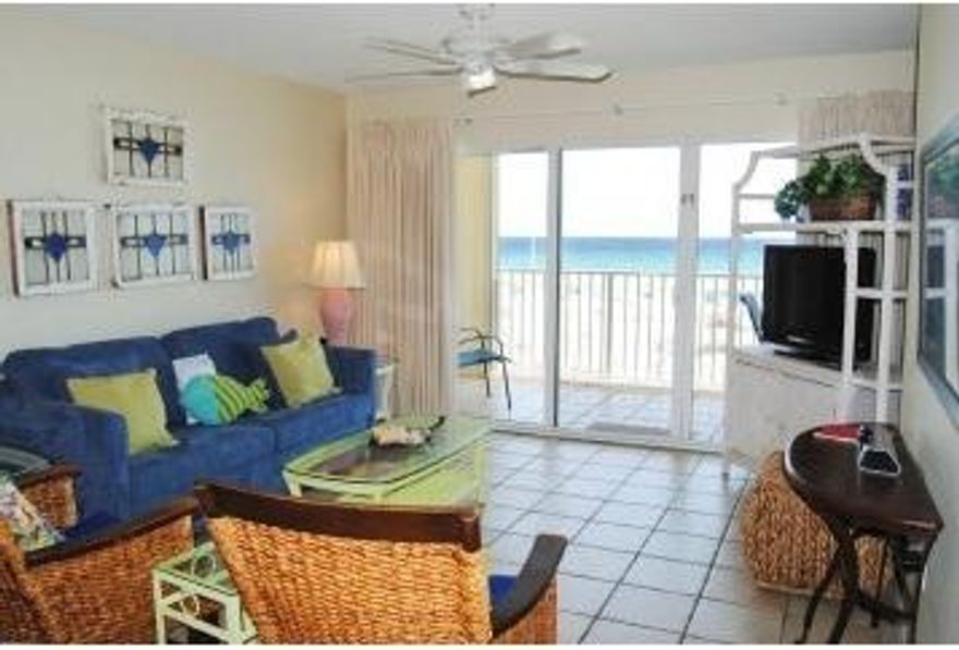 The view of the Gulf from this condo is sensational. Well stocked kitchen for entertainingSleeps 8-10 with a great rental history.Gulf Dunes is located close to dining and shopping on the Island. Tennis, two pools and a picnic area and fitness room. TV cable and Cox Internet included in HOA dues. On site rental office make it great for owners and guest. Two bedroom at Gulf Dunes have a bunk room! New carpet in Bunk room and guest room coming early October. Walls and trim painted at that time also. Perfect for the upcoming rental season!!