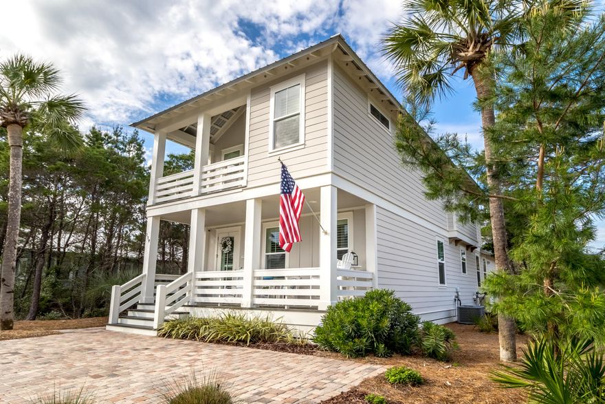 This beautiful, fully furnished 4 bedroom cottage in the quaint community of Shadow Pines was in built in 2016 and meticulously maintained. This custom open concept floorplan has timeless modern coastal finishes and furniture. The main floor offers open concept living, dining room and kitchen as well as half bath, laundry and a master suite. The second floor offers yet another master suite with private porch along with 2 other guest bedrooms with an adjoining bath. Additional special features include multiple porches, rear paver patio, a golf cart garage and hardwood floors, custom cabinetry, quartz or marble countertops, interior louver shutters and plenty of storage, throughout. Shadow Pines is a charming neighborhood with street lights, its own private community pool & is within...