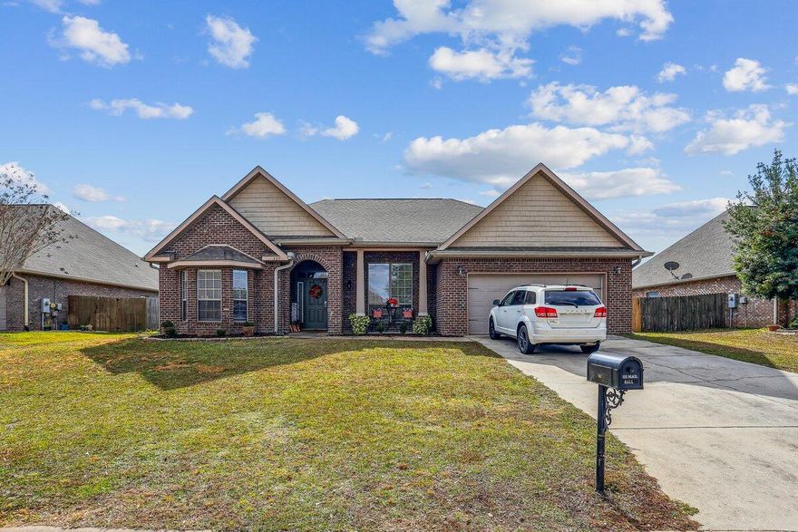 Beautiful all-brick home in one of Crestview's most desirable neighborhoods. This well-maintained property features an enclosed formal dining room with custom barn doors, creating a versatile fourth bedroom. Enjoy newer plush carpet, fresh interior paint, raised ceilings, and crown molding throughout the main living areas. The eat-in kitchen offers granite countertops with ample cabinetry. A dedicated den/office, currently used as a bedroom, adds extra flexibility. The spacious primary suite includes a relaxing sitting area and an ensuite with double vanity, garden tub and separate shower. The 2-car garage has been transformed into a stylish man cave with epoxy flooring. Roof (2012), HVAC (2012), and new hot water heater (2024). Outside, enjoy an above-ground pool, and an additional 10x12 storage shed, and a generous fenced back yard.