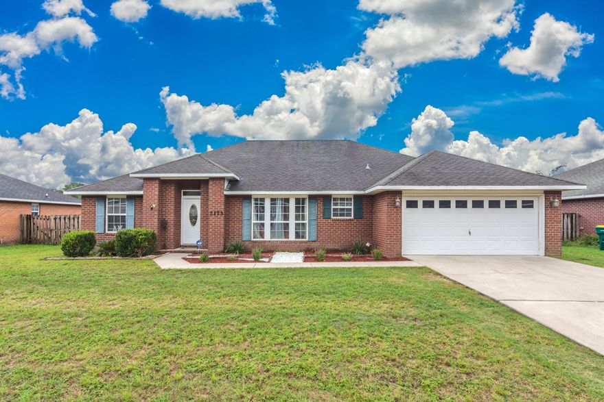 Welcome to the beautiful subdivision of Lee Farms: an exclusive neighborhood! This custom style all brick home sits on .26-acres and is located on a quiet street. This ideal 1919 sqft, 4 bedroom, 2 bath split floor plan features 9-foot ceilings throughout your open concept living area. The kitchen opens up into the main living area, perfect for entertaining. Your countertop bar overlooking the living room and eat-in provide ample space for gathering. Granite countertops, custom cabinets, stainless-steel appliances and a large pantry accompany the kitchen space. Spacious master bedroom, master bath suite is fitted with a clawfoot tub, a separate shower with watering closet, and an oversized walk-in closet. Spend quiet evenings and weekends relaxing on your quarter-acre lot, perfect for play