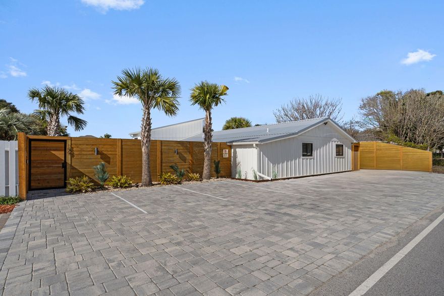 Entered for comp purposes only. Inquire within!  *This property is designed as a multi-family, but is legally recorded with the county under single family.* Don't miss out on this unique investment opportunity to own a 5-unit income property with a private resort feel. Located south of 98, it is only 0.2 miles to the public beach access with NO HOA fees! Each unit boasts stylish, low maintenance polished concrete floors, modern kitchens with quartz countertops, modern bathrooms with large format tile and freestanding tubs. Recent upgrades include a new roof, water heaters, and HVAC. The impact-rated windows provide hurricane protection, while front & back patios enhance outdoor living. An outdoor shower is conveniently available for beachgoers, and the property features new landscaping