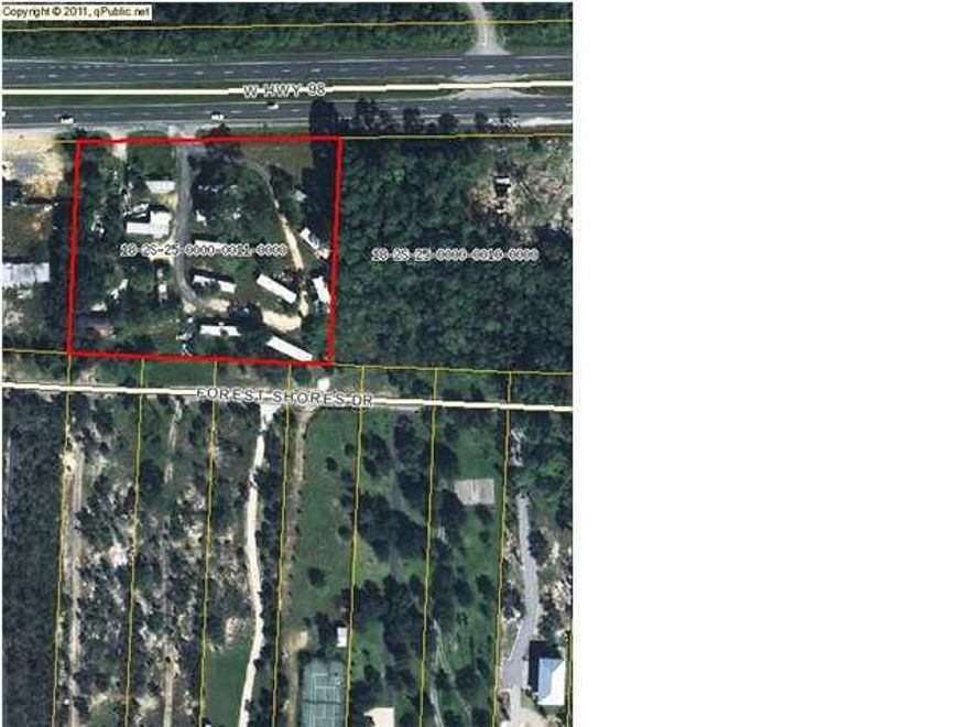 ** OWNER FINANCING CONSIDERED ** BANK OWNED REO ** Highway frontage on highway 98 at an affordable price! This 2.4 acres is currently used as a mobile home park with 18 water and sewer taps. Property has over 350' of highway frontage and a lot of potential. Mobile home park is not in operation. Property is being sold AS IS. All information is approximate and should be verified.