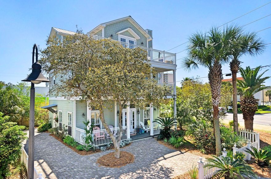 Seagrove Beach Living and a 30A location with GULF VIEWS. Natural light shines through the charming plantation shutters as you step into a vaulted entryway and open kitchen, dining & living area. The 3 bedroom, 3 story home has been recently renovated - new kitchen cabinets, new wood flooring throughout, stainless appliances & updated baths. A fireplace is a focal point & lends ambiance to entertaining & fall evenings in the living area. 2nd floor guest bedrooms share a full bath & open to covered front porches with views. Private 3rd floor master has a sun deck with gulf views, master baths with dbl. vanities, separate shower and garden tub. Gulf Mist neighborhood is a 15 lot subdivision with a community pool at the cul-de-sac. Public Beach access just across 30-A (Campbell Street).