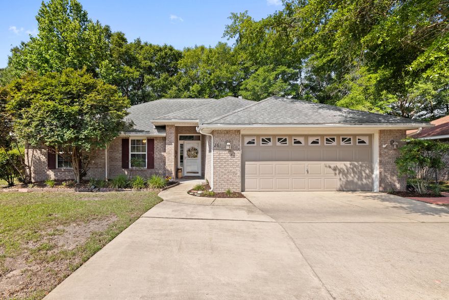 Stunning All brick, 3BR/2BA Home in Cedar Ridge, Golf Course With No HOA Fees!Discover this beautifully landscaped, well-maintained all-brick home with 2,105 SF on a spacious lot. Features include raised ceilings, ceramic tile, & a large living room with a gas fireplace & built-in cabinets. The kitchen boasts a center island, pantry & appliances.  Enjoy the convenience of an inside laundry room, a fenced backyard, a two-car garage w/attic access & an extra wide driveway.The primary suite offers separate vanities, walk-in closet, garden tub, & separate shower. Relax in the large heated/cooled Florida Sunroom with sliding glass doors leading to a covered patio. Enjoy scenic views of the green on the Eglin AFB Golf Course from both the patio & Florida Room. Don't miss this gem! System Ages: 2014 Roof - Water Heater 2019 -HVAC seller says around 10 years ago

Washer and Dryer convey As Is, dryer does not currently work.

The listing agent believes that the information provided is accurate and true, the buyer and/or buyers agent should verify all pertinent details of this property.