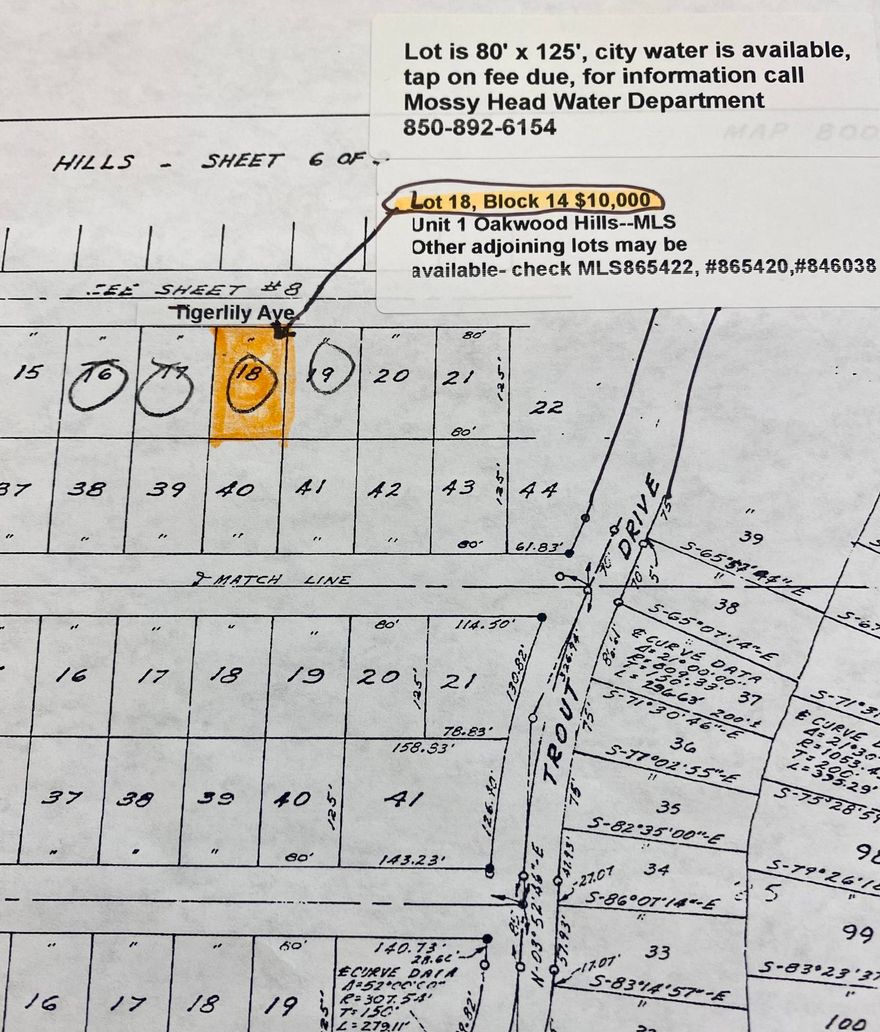 Great location for mobile home or a new home to be built...Near to Eglin AFB, Destin and South Walton Beaches, and I-10 exit, cracked asphalt road just off Trout Road which is paved also. Lot is 80' x 125' and has current survey.  Other adjoining lots maybe available check MLS#846038,#865420,#865422.