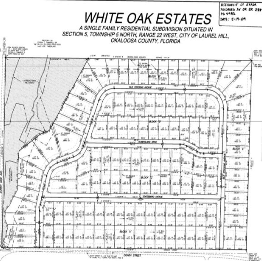 Platted, recorded subdivision. Infrastructure only in place on Eighth St.  3 lots cleared and ready to build now! ( listed separately as MLS #863675) One lot on Silk Stocking was given as an easement to property behind subdivision. Originally developed as 127 lot subdivision.