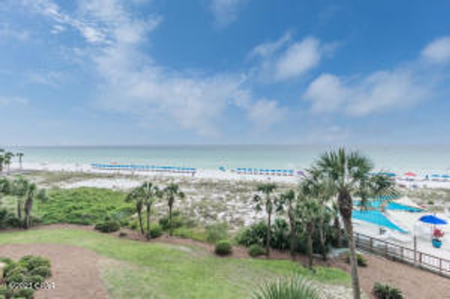 'Gulf Front'' Beautifully updated Deluxe 2BR/2BA fully furnished rental ready condominium, lower floor with 1286 sq. ft. Tile flooring throughout, fully equipped Kitchen w/breakfast bar. Wonderful Gulf front views from Living, Dining, Kitchen and Master Bedroom. Large balcony to relax and watch the sunsets. Condo has many 'upgrades' cabinets, counters, flooring, sliding doors and windows just to mention a few.  Wonderful rental investment or great second home. Dunes of Panama amenities include: 3 pools, clubhouse, tennis, shuffleboard, fitness room, Snack shop and a place to grill. All dimensions are approx.