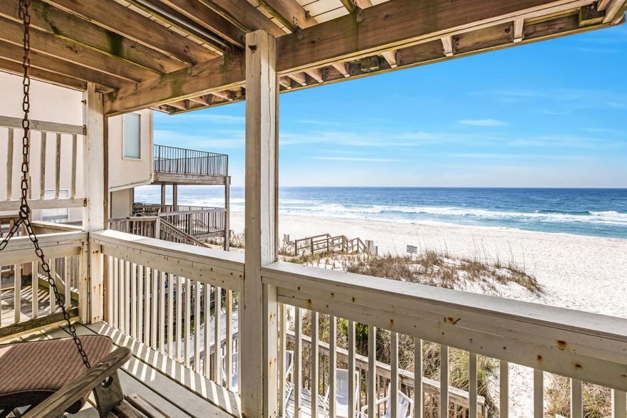 Almost 9% CAP rate for investors! (see analysis in documents)! Upgraded end unit in the highly desireable Sanddollar Townhomes. This property has no HOA and is updated tastefully for a vacation rental or second home/primary residence. Offering 4 Bedrooms with 3 and a half baths this is a must see unit that can easily sleep 12. Gulf views from every level, the first floor features its own master with private bathroom and balcony. Every floor features amazing gulf front views and as an added bonus the walk out floor features a large 20x20 deck that is unique to this end unit and perfect for entertaining friends and family. Storage and parking is a must at the beach and this unit has both. 4 dedicated parking spots and a large downstairs storage room will ensure you have everything you need.