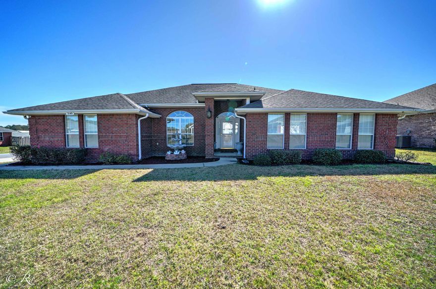 You won't want to miss seeing this 3,000 sq. ft. all brick home! Situated on a nearly 1/3 acre corner lot, just one block from the neighborhood park, this home boasts stainless steel appliances, Ultraviolet HVAC system improving air quality, and is wired for a security system. Upon stepping in, you are greeted by a spacious living room and formal dining area boasting beautiful crown molding and open to the oversized kitchen which offers abundant storage as well as a large eating area. The master bedroom is split from the other rooms and boasts trey ceilings and an ensuite bathroom with dual vanity, 2 walk-in closets, a whirlpool tub, and separate shower. Out back, there is a large 40'x14' patio making grilling out and relaxing easy. Schedule your tour today!