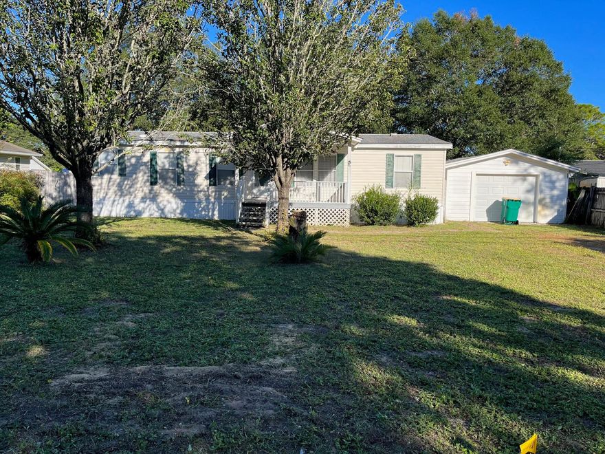 Charming 3-bedroom, 2 bath mobile home conveniently located near shopping, schools, military bases and just a short drive to the beach. Sold 'As Is', this property offers a unique opportunity for customization and personalization. Create the ideal living space in a quiet neighborhood with the convenience of a separate garage for added functionality.