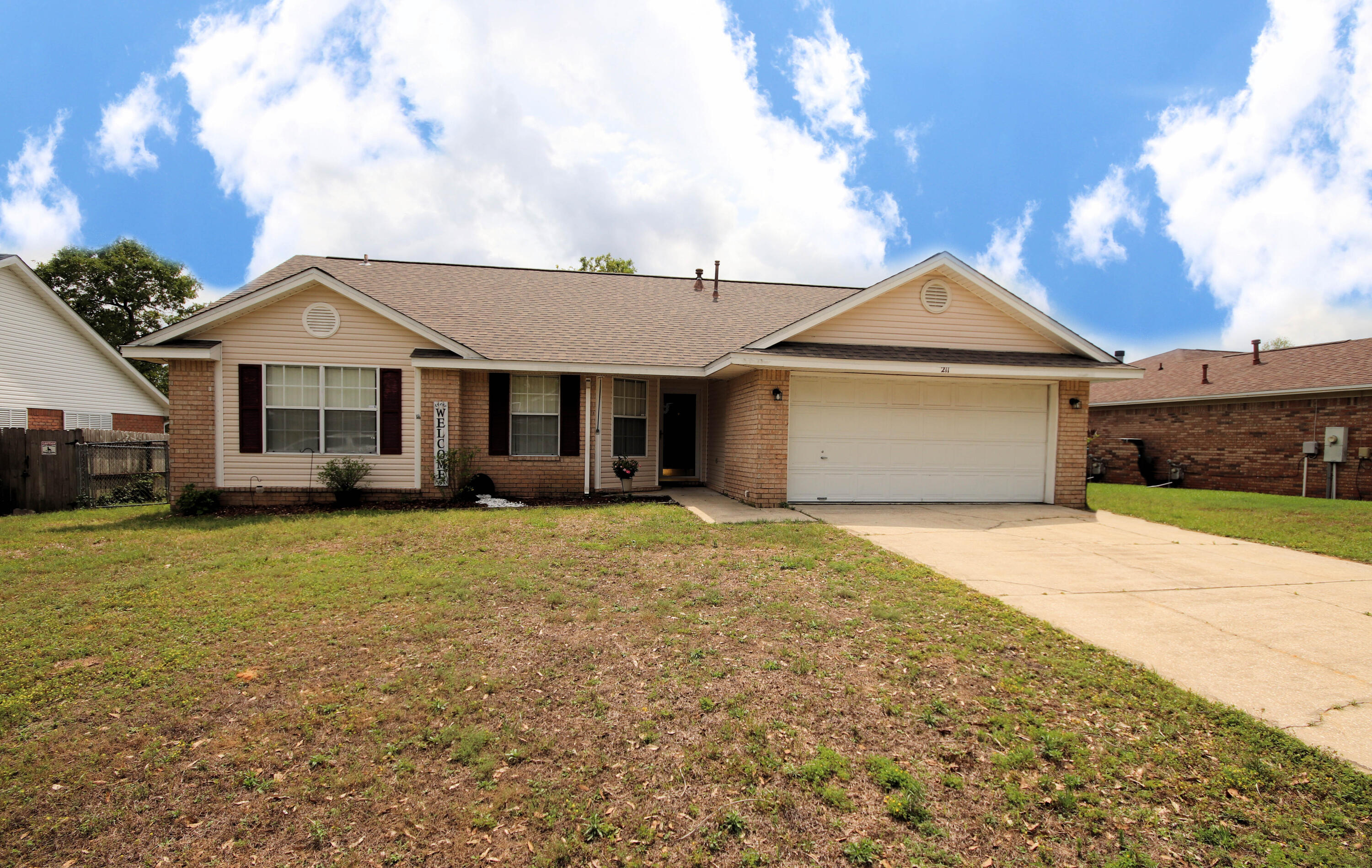 Fantastic opportunity in South Crestview in a great neighborhood, located minutes from I-10 and an easy commute to Eglin AFB, 7Th Group Compound & Duke Field!  This updated home checks all the boxes. Vaulted ceilings create a spacious fee upon entering the home with updated kitchen complete with stainless appliances. 2020 ROOF, HVAC and WATER HEATER! Enclosed patio and a spacious backyard for the pups or even a pool!