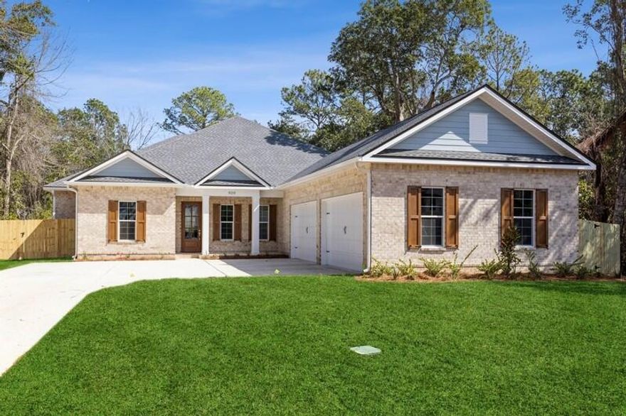Welcome to the ONE and ONLY New Construction 4-Car Garage Home located in Bluewater Bay! Discover a truly exceptional living experience in this beautiful residence, nestled in the coveted St. Andrews Cove. With just under 2,850 sq. ft. of thoughtfully designed space, this home offers 5 spacious bedrooms, 3 full bathrooms, 2 living areas, and a 4-car garage--ideal for those seeking both comfort and style. Upon entering, you'll be greeted by an open-concept floor plan designed to enhance the living experience. LVP flooring flows throughout the home, complemented by expansive windows that flood the interior with natural light, creating a bright and welcoming atmosphere. The main living room is perfect for entertaining, while the additional living area is centered around a classic brick fireplace, offering a relaxing retreat. The heart of the home is the chef-inspired kitchen, equipped with GE stainless steel appliances, custom soft-close cabinetry, a stylish backsplash, and sleek quartz countertops. A striking custom Z-line range hood and a spacious center island, framed in a board-and-batten design, provide both a functional workspace and a social gathering spot. The walk-in pantry features additional workspace with cabinets, a butcher block countertop, and a beverage cooler. Adjacent to the kitchen, the dining area provides the perfect setting for intimate meals.

Step outside to the generously sized covered patio, overlooking the large, fenced-in backyard (80x73). Fully landscaped with an irrigation system, this space is perfect for year-round outdoor living and entertaining.

The primary suite is a private retreat, featuring a luxurious ensuite bath with a massive walk-in shower, dual vanities, and a large walk-in closet. Additional bedrooms include a Jack-and-Jill bathroom and have been thoughtfully designed to offer ample space and comfort, ensuring every family member has a peaceful haven. The custom-designed laundry room features a sink, cabinets, shelving, a folding table, and a hall tree, providing additional storage and organization.

Key features throughout the home include impact-resistant windows, high-end custom light fixtures, and a gas package that includes a furnace, tankless water heater, cooktop, dryer, fireplace, and a gas grill stub-out for easy outdoor cooking. Additionally, 10-ft ceilings and 8-ft doors elevate the home's aesthetic.

This home's thoughtful design and attention to detail offer a remarkable living experience, blending modern amenities with timeless appeal. Located in an exceptional neighborhood, this is more than just a homeit's a lifestyle waiting to be embraced.