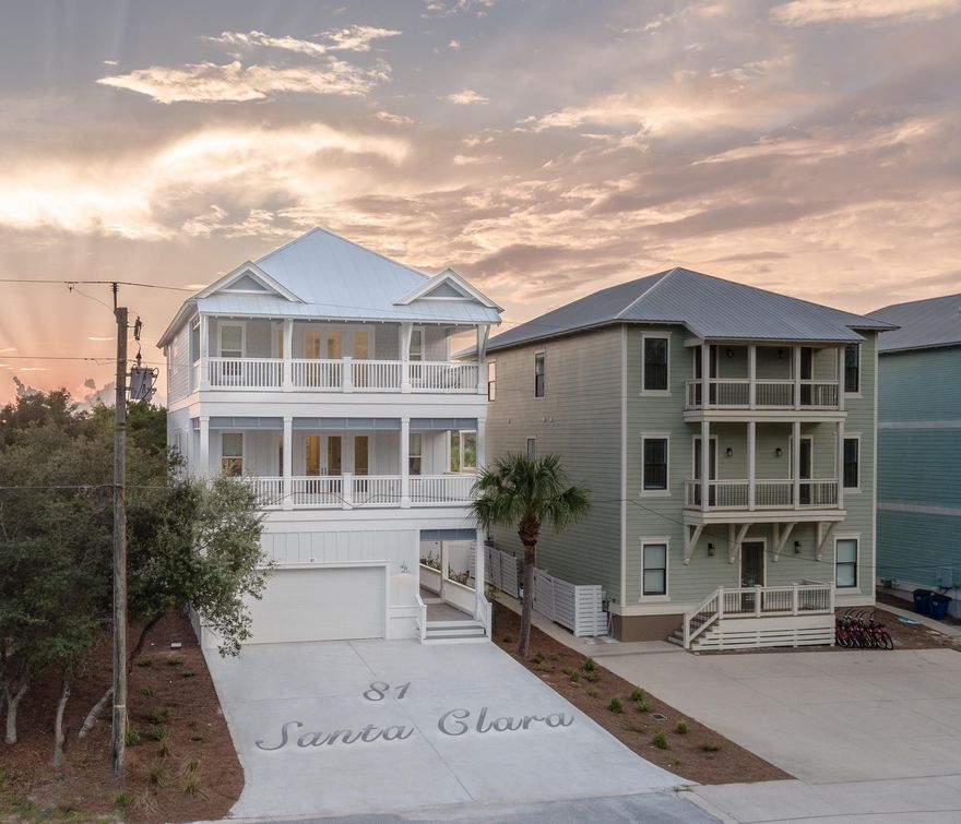Stunning new construction in Seagrove! This exquisitely appointed, new construction Florida Cottage is located just a few lots north of Hwy 30A. The beach access is directly south at Bramble Grove with parking, restrooms, lifeguards and handicapped access. This majestic home was built by the highly sought after marquis builders Cogent Building Group who are known for their commitment to excellence. Their accomplishments in the home building industry have earned them awards and distinguished recognition in custom home construction, commercial buildings and land development. This high end luxury home offers 3 floors of superb and well-designed living space to accommodate lots of family and friends. The first floor has a bunk room, laundry and 2 car garage, along with a full bath.