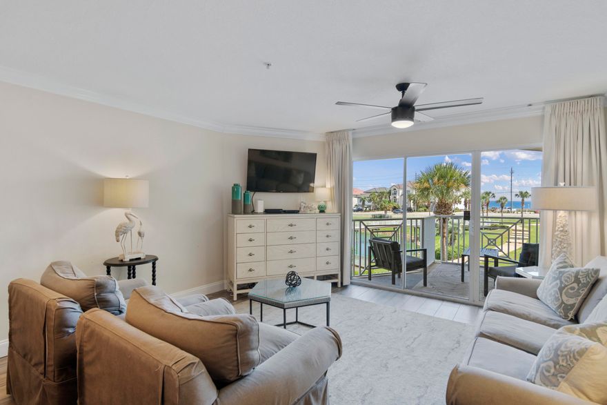 Great opportunity to own a 2-bedroom unit within the highly desirable Amalfi Coast Resort, a gated, low density Gulf view condominium. Unit A209 offers direct Gulf views overlooking the beach access & amenities surrounded by tropical landscaping. This unit features nice, contemporary tile floors throughout & crown molding in the common areas. Gulf views can be enjoyed from all the common areas and the living area features direct access to a private balcony. The kitchen features stainless steel appliances, plentiful cabinetry & pantry. The rooms are quite spacious each with ensuite bathrooms & there is a full size laundry room. This unit offers a spacious open floor plan and comes fully furnished and decorated making it a great turnkey investment with projected rental income of over $43k. Both bedrooms feature a king bed and the guest room also has a bunk bed to maximize sleeping capacity. There is good storage within the condo and a storage cage great for your beach gear. The covered garage has an assigned space for the unit and the garage also offers a bike rack, SUP rack, and golf cart parking for lease if available.

Amalfi Coast Resort offers top-notch amenities including two pools (one seasonally heated) with spacious pool decks, two tennis courts, fitness center, clubhouse, community fire pit, and several grilling areas. The resort is situated on 8.5 acres and is well manicured with beautiful landscaping that gives the resort that tropical paradise feel. Take a stroll down the palm-lined walkway to the beach where you can enjoy 362 feet of sugar-white sand along the emerald green & crystal blue waters of the Gulf of Mexico. The public beach access directly across the street was recently renovated by Walton County and offers a ramp, bathrooms, and parking. There is a walkway on the west side of the complex, making Building A the perfect spot to easily access the beach. You are also in a great location along Scenic 98 right near the pedestrian & bike path, close to Surf Hut for dining and can even take a golf cart all the way down to Crystal Beach and across to Destin Commons for many conveniences including many shopping, dining & entertainment options, a movie theatre & bowling alley. Silver Shells Outlets are nearby too, along with a grocery store easily within reach. You have everything you need near Amalfi Coast! 
