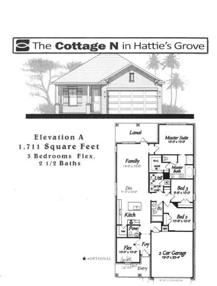 Come pick your colors and make this home yours! This single story home to be built in Hattie's Grove subdivision. Come see this quaint, front porch community where many of the large old hardwoods have been preserved. It gives the neighborhood an established feel. This split bedroom design has two bedrooms and full bath at the front of the There is a large covered front porch that opens to an elegant foyer that will have laminate wood flooring that flows into the large eat-in kitchen and family room. There are French doors off of the dining area that lead to a patio. Plenty of windows give this home a ton of natural light. There will be 3 cm granite counter tops, floor plug in the living room, covered back porch, cased windows and crown molding and a cabinet with drop in sink in laundry.