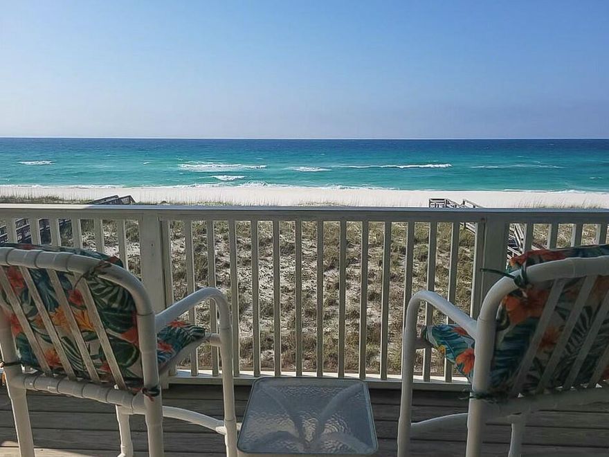 This Gulf front beach is a slice of paradise! With its fully furnished 4 bedrooms and 3.5 bathrooms, it's perfectly set up for comfortable living and hosting guests. The large decks overlooking the Gulf of Mexico must offer spectacular views, especially with the emerald green water and white sand below. And having an outdoor shower and closet for beach gear makes it so convenient to enjoy the sandy shores. The main floor bedroom and full bathroom add versatility, and the open concept kitchen, dining, and living area must be fantastic for gatherings, especially with the stunning water views. The gourmet kitchen with granite countertops and beautiful wood cabinets sounds like a dream for any chef or entertainer. Upstairs, the additional bedrooms and bathrooms provide ample space for family This Gulf front beach is a slice of paradise! With its fully furnished 4 bedrooms and 3.5 bathrooms, it's perfectly set up for comfortable living and hosting guests. The large decks overlooking the Gulf of Mexico must offer spectacular views, especially with the emerald green water and white sand below. And having an outdoor shower and closet for beach gear makes it so convenient to enjoy the sandy shores. The main floor bedroom and full bathroom add versatility, and the open concept kitchen, dining, and living area must be fantastic for gatherings, especially with the stunning water views. The gourmet kitchen with granite countertops and beautiful wood cabinets sounds like a dream for any chef or entertainer. Upstairs, the additional bedrooms and bathrooms provide ample space for family

the washer/dryer hook-up near the master suite adds convenience. The spacious balcony off the master suite is undoubtedly a highlight, offering a serene spot to enjoy both sunrises and sunsets over the Gulf.
Overall, this beach home seems like a haven for relaxation and coastal living, offering the perfect blend of luxury and comfort in a breathtaking setting.