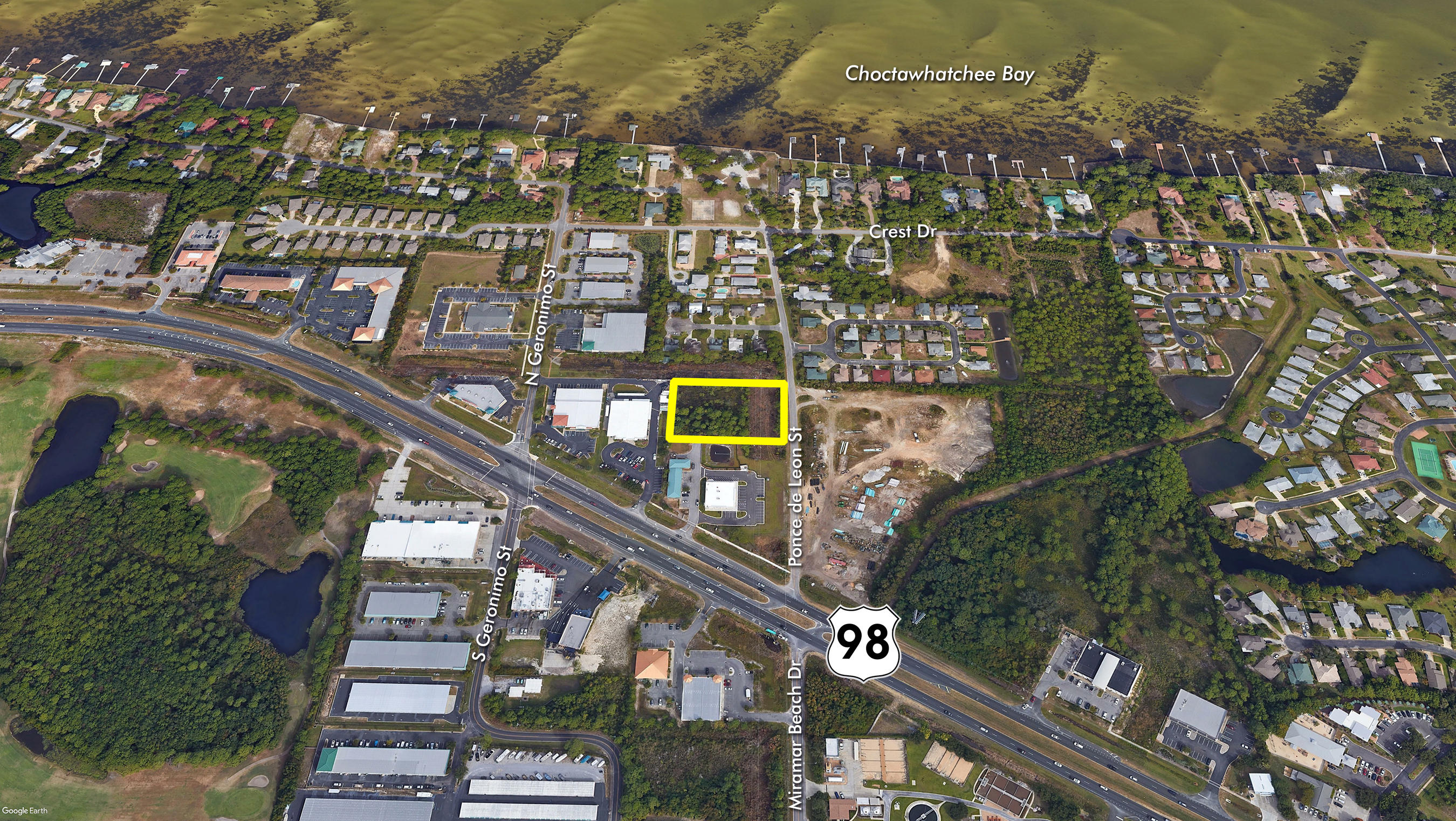 Vacant commercial property located in Miramar Beach, Florida, catering to mixed-use development concepts.