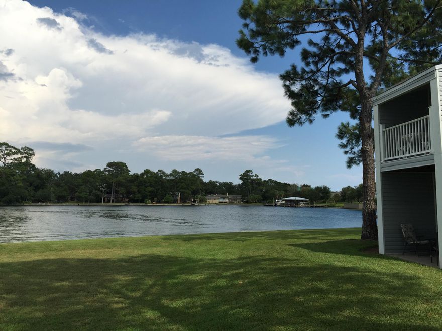 Finisterra is a great waterfront gated complex with pool, tennis, laundry room, and sauna. This is a ground floor unit with tile in living and bath area and carpet in the bedroom. Water, sewer and garbage are included in your monthly rent. Very convenient to bases, shopping and area amenities. Sorry no pets allowed.No smoking or vaping in the property.Contact 850-786-1255 for showing or apply at rentwithbsr.com