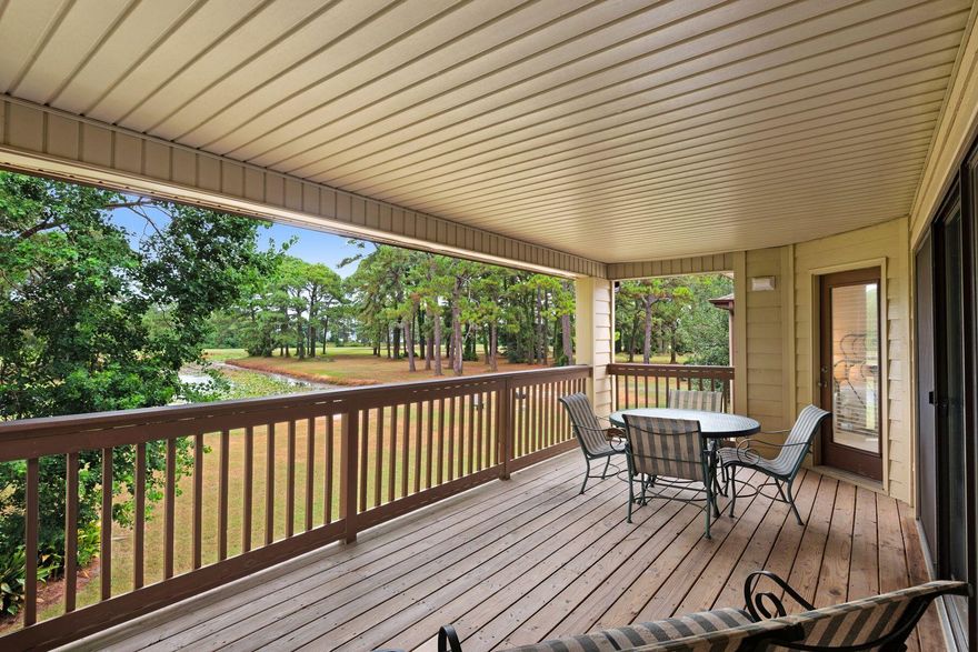 Welcome to your serene retreat within the gated Seascape community, where coastal breezes and picturesque views of the 17th green offer a perfect blend of relaxation and recreation. This spacious three-bedroom, two-and-a-half-bath second-floor golf villa features an open floor plan for comfort and easy living. Whether sipping your morning coffee or enjoying the evening gulf breeze, the expansive veranda provides tranquil views of contoured fairways, lush tropical landscaping and the peaceful pond below. Inside, the villa has been thoughtfully updated with new stainless steel kitchen appliances, a new washer and dryer and fresh carpet, all complemented by cool tiled floors throughout. The airy living space flows seamlessly, making it ideal for both casual living and entertaining. With the roof recently replaced by the HOA, this home is move-in ready and meticulously maintained. Perfectly situated for those who love both the beach and the golf course, Seascape offers an unparalleled array of amenities. Enjoy access to five swimming pools, tennis and pickleball courts, basketball and an 18-hole championship golf course. Stroll or bike to the private Seascape Beach, where full-service rentals for umbrellas, chairs, watersports and fishing await. With two beachside restaurants and bars just steps away, the beachfront lifestyle is always within reach. For those seeking an investment opportunity, this golf villa is ideally located near Destin's vibrant shopping, dining and attractions, making it a highly desirable vacation rental. Whether you're a golfer, beach lover or savvy investor, this villa offers a rare combination of luxury, convenience and charm in one of the most sought-after communities in the area.