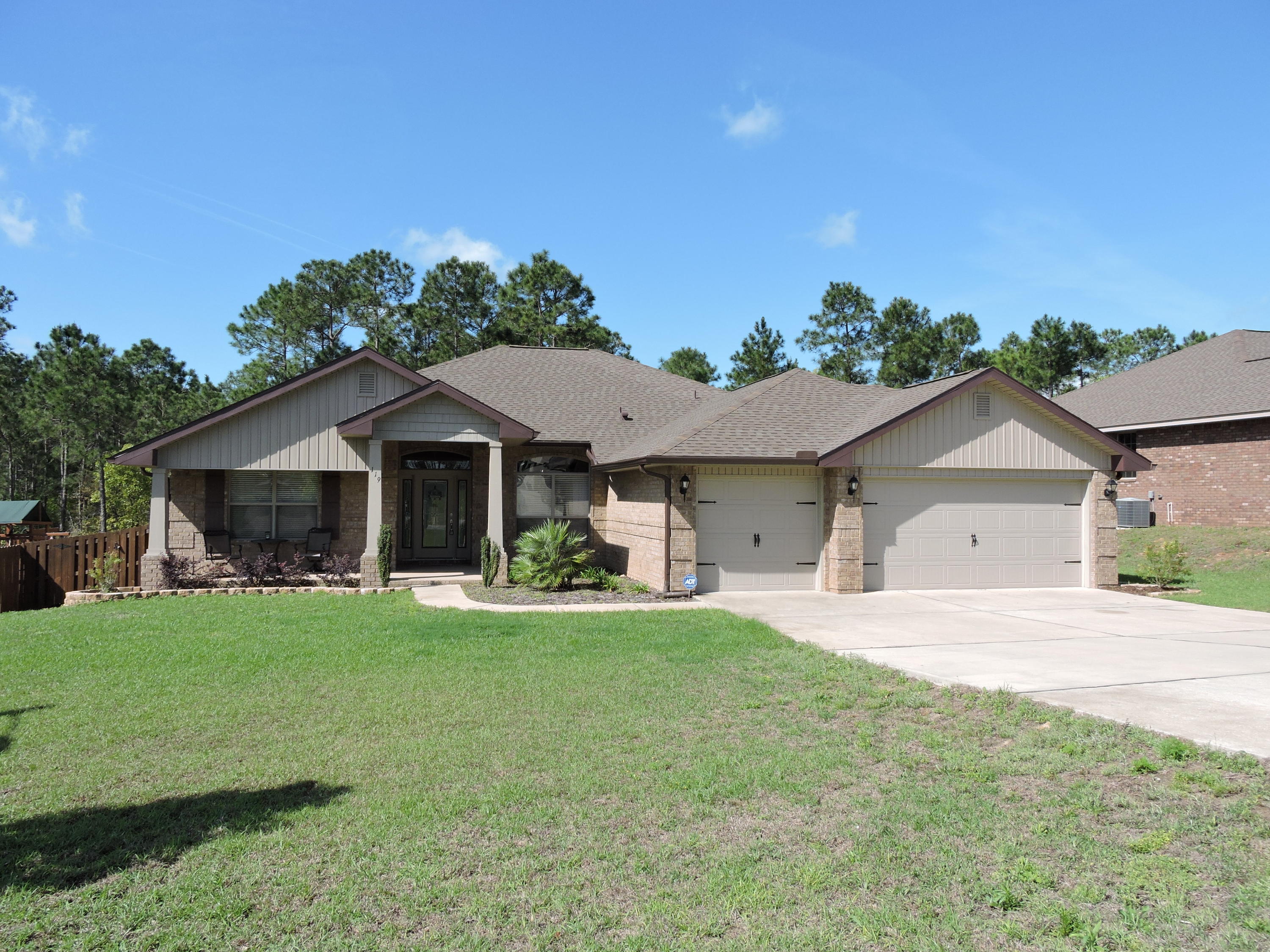Available 6/8/17 - Lawn Care included in rent - 4 Bed/3 Full Bath/3 Car Garage with open floorplan split bedroom design located in sought after Alicia Place - South of I-10 with short commute to 7th Grp, Duke, Eglin AFB. The property boasts almost 2400 sqft of living space that was designed for entertaining and family gatherings. The large master suite features a boxed ceiling, separate closets, separate vanities, garden tub/separate shower and access to covered lanai. The family room will fit any and all large furniture with plenty of room to spare. The kitchen features stainless steel appliances, large bartop, open to family room. The additional bedrooms nice sized with spacious closets. Will show on evenings and weekends.