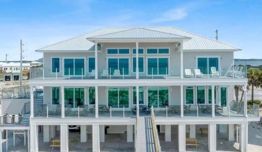 Live the Navarre Beach Dream in Unparalleled Luxury: Your Own Beachfront Oasis Awaits.  Calling all sun worshippers, water lovers, and savvy investors! Rental projections $400-450k per year!  Immerse yourself in the ultimate Navarre Beach experience with this almost-new masterpiece, constructed in 2023 and designed to elevate coastal living to an art form. Spanning a luxurious 5,000 plus square feet, this beachfront haven boasts 9 expansive bedrooms with 9 full bathrooms, comfortably accommodating up to 34 guests. Unleash your inner entertainer and dive into unforgettable memories in your private 12' x 20' elevated swimming pool, featuring breathtaking gulf views. Soak up the sun on one of the 60 feet long gulf front decks and watch for sea turtles or gather around the poolside loungers