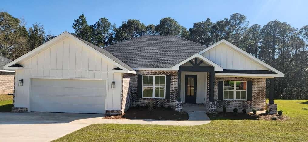 This 4-bedroom, 2.5-bath home in South Crestview is situated on a spacious wooded lot. Customizable kitchen backsplashes tailored to buyers' preference. The exterior features brick with Hardie accents, and the open layout offers a functional flow for daily living and entertaining. The county has purchased the land that backs up to and adjoins the property and has proposed a park in the area. Convenient access to shopping, medical services, dining, Hwy 85, I-10, and regional destinations.Some of the photos may be from the builder's previous homes and may not reflect the exact finishes of this property.