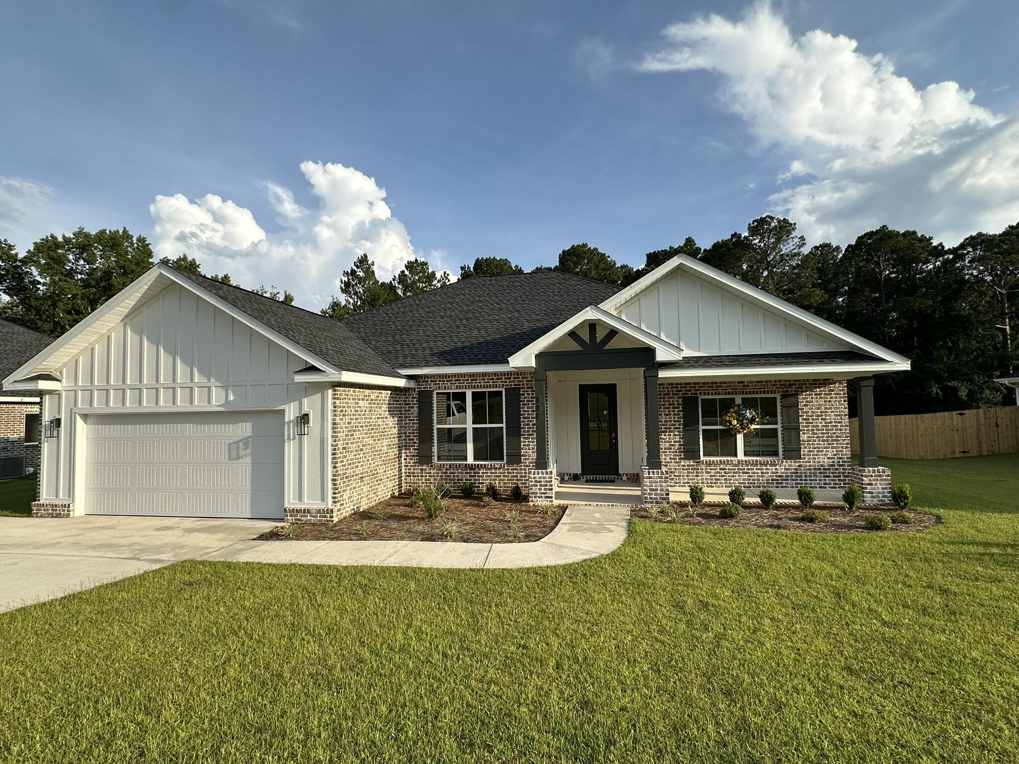 This 4-bedroom, 2.5-bath home in South Crestview is situated on a spacious wooded lot. Customizable kitchen backsplashes tailored to buyers' preference. The exterior features brick with Hardie accents, and the open layout offers a functional flow for daily living and entertaining. The county has purchased the land that backs up to and adjoins the property and has proposed a park in the area. Convenient access to shopping, medical services, dining, Hwy 85, I-10, and regional destinations.Some of the photos may be from the builder's previous homes and may not reflect the exact finishes of this property.