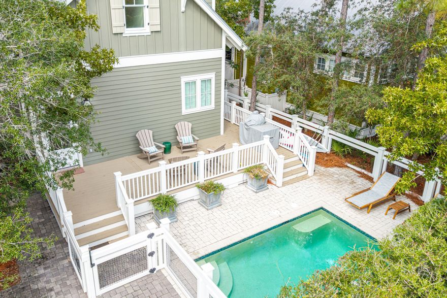 Private Pool | Corner Lot | Prime Watercolor LocationBeautifully situated on a corner lot, this home offers three parking spaces, park views, and open space on two sides. Mature trees provide a sense of privacy while still allowing full sun around the pool.  The main level features an open kitchen and living area, screened-in porch, half bath, and a spacious primary suite. Upstairs includes three en-suite bedrooms, one of which is a bunk rooma''perfect for family or guests. Interior highlights include hardwood floors, high-end finishes, and quality furnishings. The large kitchen is equipped with a Thermador six-burner gas range with grill, ample counter space, and a generous island, ideal for entertaining.  Enjoy convenient access to Camp Watercolor, tennis courts, Publix, and Seaside. Homeowners also have access to the Watercolor Beach Club, multiple community pools, nature trails, and beach access, all within a golf cart and biking community.
This home is offered fully furnished and is ideal as a full-time residence, second home, or rental investment.
 

