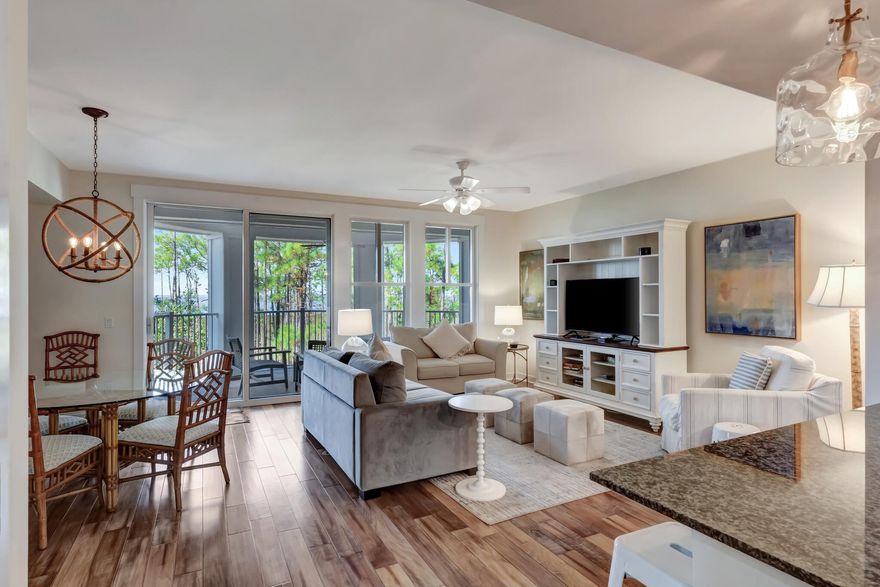 Enjoy serene landscapes and stunning bay views from the spacious balcony of this immaculate second-floor unit at Bahia, within the Grand Complex of Sandestin Golf & Beach Resort. Recently updated and meticulously maintained, the open living/dining/kitchen area is flooded with natural light through floor-to-ceiling windows. Perfect as a primary residence, second home, or investment property, this condo offers endless possibilities. It includes a separate storage cage in the parking garage and conveniently located by the beautiful zero-entry lagoon-style pool, providing a true resort experience. The nearby Baytowne Marina offers opportunities for boating, fishing, and enjoying the picturesque waterfront. Additional amenities include access to the Grand Sandestin fitness center, a gated underground parking area and private owner storage area, as well as access to the Solstice Club, which is private owner's clubhouse on the Bay with a large grill, outdoor gas fireplace, indoor bar, flat screen TV and comfortable seating inside and out where you can entertain family and friends while taking in the beautiful sunsets on the Choctawhatchee Bay.

As an introduction to the Sandestin lifestyle, we invite our new owners to explore amenities that make Sandestin special. The listing brokerage and seller(s) are presenting the buyer(s) of this property with (2) 90-minute rounds of Tennis court time, a golf foursome at one of our three championship courses, and a round of golf for up to four (4) players at the unrivaled Burnt Pine Golf Club. Sandestin Golf and Beach Resort features more than seven miles of beaches and pristine bay front, four championship golf courses, 15 world-class tennis courts, a 226-slip marina, a fitness center, spa and celebrity chef dining. Shop, dine and play at the charming pedestrian village, The Village of Baytowne Wharf and more. Inside the gates of the resort, residents enjoy a balanced lifestyle of high-class living, spanning the 2,400 acres from the beach to the bay. Everything within the gates of the resort is accessible by golf cart or bicycle. The entire resort is interconnected by miles of pedestrian, bike and golf cart paths that weave through groves of live oaks, meandering past natural lagoons, fountains, man-made lakes, and meticulously landscaped fairways.