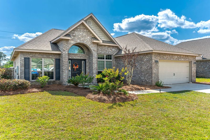 Spacious 3-bedroom home with additional office space! Features include high ceilings, wood-look LPV flooring, crown molding, trey ceilings, granite counters, and ceiling fans throughout. Living space includes a formal dining space, bonus room/office, enormous great room, and open kitchen with breakfast bar! Bedrooms are a split floor plan for privacy, with master bedroom featuring wood look LPV flooring, double closets, double vanities, garden tub and separate shower. Additional bedrooms are large and feature plenty of closet space, ceiling fans, and easy access to additional bathroom.  Enjoy a fenced yard, covered porch with fan, and a two-car garage. Pets allowed with approval and deposit.