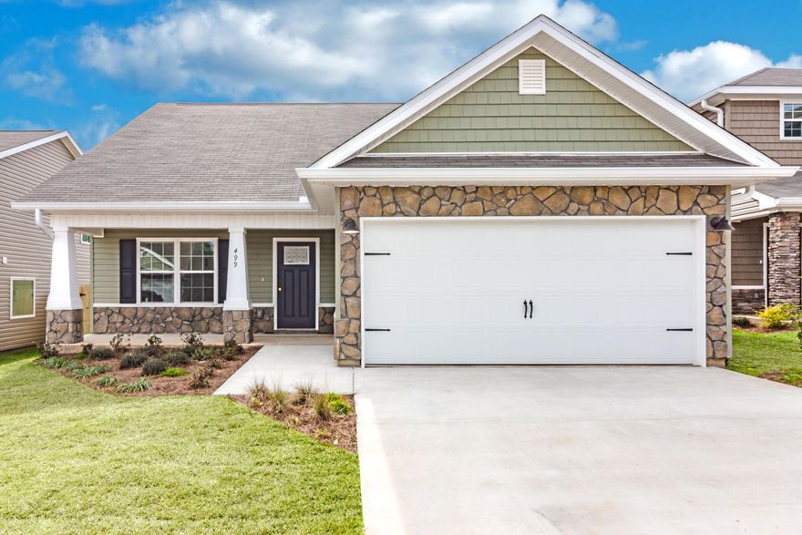 This home offers light and bright open floor plan. Inviting living room that overlooks the breakfast bar that opens up to the kitchen and dining room. Downstairs Master Suite with walk-in closet, dual vanities, garden tub, and separate shower. Guest half bath also downstairs with inside laundry. Upstairs are 4 additional bedrooms with nice size closets. Enjoy the porch that is accessible from the kitchen, opening out to the spacious backyard that you don't have to cut. Seller to pay up to $3000 of buyers closing costs with the use of a preferred lender. Colors, finishes and materials shown may vary and are subject to change without notice. Pictures shown are of a home previously built.