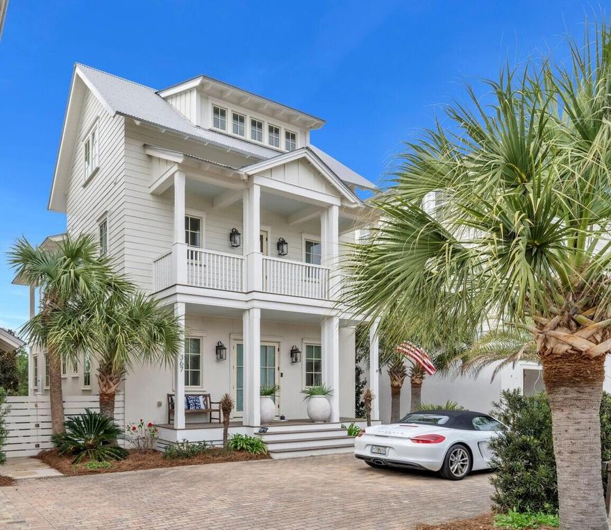 GULF VIEWS! This 3 story home has amazing views of the Gulf and Topsail Hill State Park. As you enter the home, you will be greeted by a large bright foyer with an additional office area. On the first floor there are two private bedrooms with en suite bathrooms.  As you come up the stairs to the main living floor, there is an open concept kitchen, dining and living room area. The kitchen features Bosch appliances and an eating bar to join in the cooking fun. The dining room has a large table to enjoy family meals or game night. In the living room there is ample seating on a comfy couch and a large TV for family movie night. Off of the living area is a covered balcony that overlooks Topsail Hill State Park. You can watch the wildlife meander behind your house.