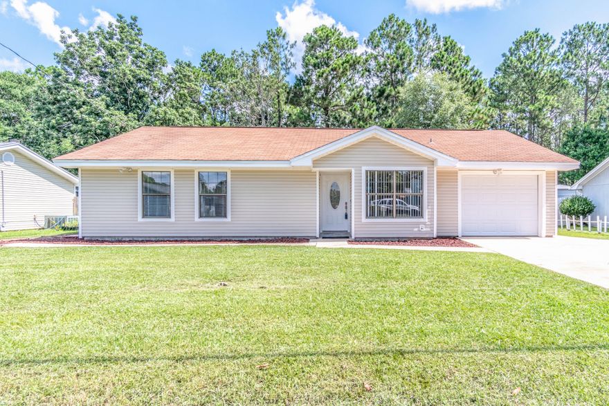 Cute and Cozy 3 bedroom 2 bath home in a great location with excellent access to both Hurlbert and Eglin bases. Partially updated with fresh neutral paint throughout, new light fixtures and ceiling fans, new bathroom fixtures, new front door and most interior doors, updated fireplace, newer carpet. Features include a Large Kitchen with lots of cabinets plus a breakfast nook. Great room has a cathedral ceiling, wood burning fireplace and a patio door that leads to a 20x12 covered patio. The private backyard is fenced for your kids or pets, with privacy fences and it backs up to wooded Eglin AFB property. HVAC new in 2013; roof in 2007. There is a 12x10 yard storage building that stays with the home.