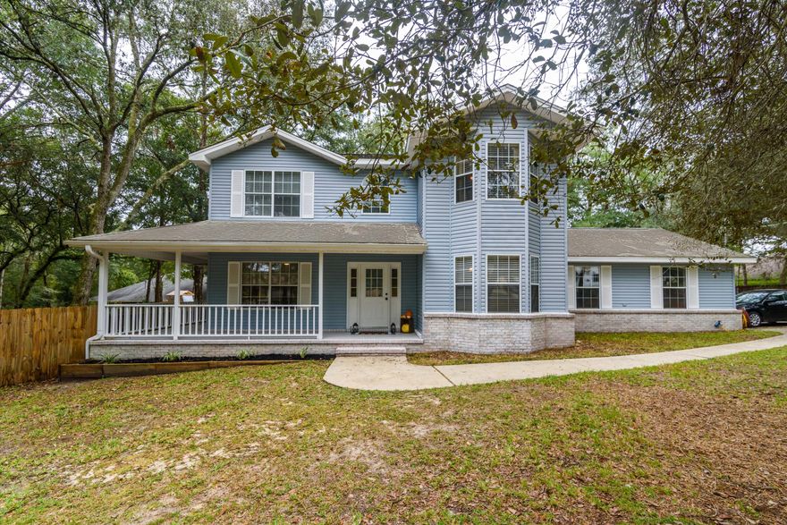 Due to COVID and to eliminate exposure, all 'first' showings can be done at the Open House on Saturday October 31st between 11-1 pm. Then private showings with 24 hour notice thereafter.*VIRTUAL TOUR AVAILABLE*4 BEDROOM LARGE LOT IN DESIRABLE SOUTHWEST CRESTVIEW NEIGHBORHOODGorgeous white wrap-around porch and white-picket fence? Yes, please! This charming four-bedroom two-and-half bath in Countryview Oaks in south Crestview has just been listed! This two-story home opens with a large formal sitting or family room, great for a home office or playroom. Across the foyer, a formal dining room with bay windows opens to the kitchen. Enjoy your morning cup of coffee at the breakfast bar or a table at your breakfast nook.