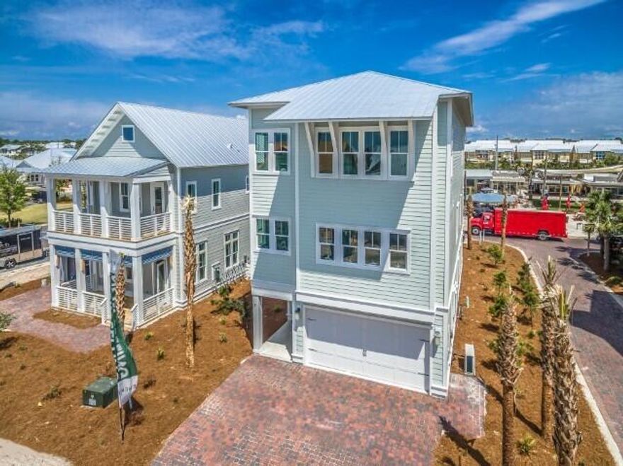The Bora Bora plan is a stunning 4 bed, 3.5 bath, 2 car garage home located in the highly desirable community of Prominence South along Scenic 30A. As you drive up to this home, you will find beautiful brick pavers in the driveway and walkway. As you enter, you will find hardwood floors in the common areas, upstairs hallway and bedrooms with tile in the wet areas. The first level of this home has a suite that could be used as a master or guest room. The second level has a spacious great room, kitchen and dining area, powder room and laundry room. The kitchen features beautiful cabinetry with under cabinet lighting, a gas cook-top stove, built-in convection oven, microwave and dishwasher. The third level has two bedrooms and an additional master suite with a bath and walk-in closet.