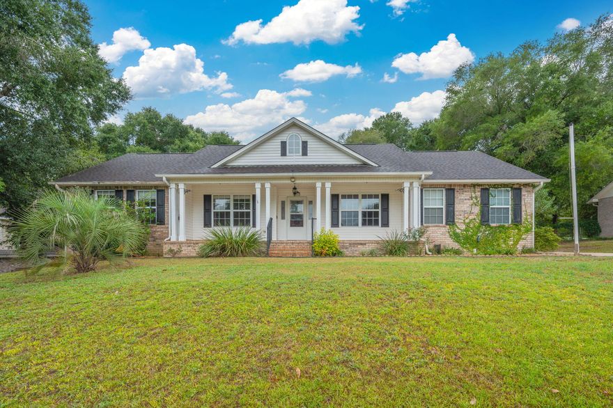 Welcome to your new Southern Living style home...this delightful 3 BD/2 BA residence with additional FLEX space offers a spacious split floor plan and an oversized side-entry garage. Nestled in a desirable South Crestview location, this home boasts a large front porch perfect for enjoying your morning coffee or evening relaxation. Inside, you'll find an open-concept layout with ample living space, a freshly painted interior and abundant storage throughout. The living room features a cathedral ceiling, built-in cabinetry and adjacent Florida room w/ tons of windows giving you lots of natural sunlight. The kitchen boasts a hop-up bar that's perfect for casual dining or entertaining guests. Additionally, there is both a breakfast area and a formal dining room. Master suite is spacious and has dual vanities, a garden tub, separate shower and a walk-in closet. Newly installed HVAC in 2025 AND natural gas water heater installed June 2024!!! A central vac system is another great feature! The extended driveway provides plenty of space for additional parking. Truly a rare find! Enjoy peace and privacy in your covered rear patio and fenced backyard - beautiful white vinyl fencing no less. Don't miss this one! It's truly a gem! Buyer to verify all areas of importance including but not limited to zoning, school zones, sq footage, room dimensions and lot size/dimensions. 