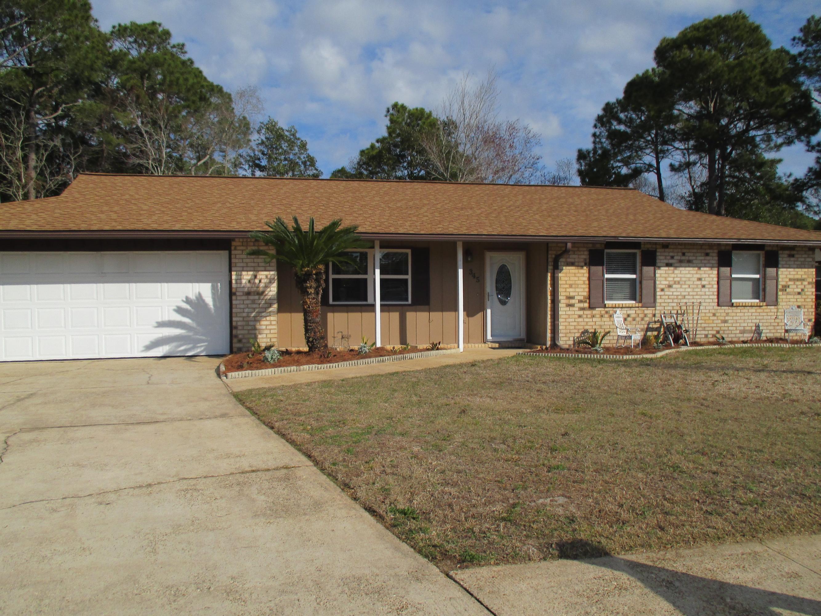 Best of both worlds - sought after location and move-in ready.Welcome to a delightful home with a modern and open feel. Remodeled and updated in recent years with a large eat-in kitchen offering a breakfast bar, stainless steel appliances, pantry, decorative back splash, and granite countertops. Tile flooring, Pergo flooring and new carpet allow for hassle free maintenance while the crown molding, contemporary colors and decorative lighting fixtures create an appealing ambiance. The good sized yard is fenced and offers a covered porch. Conveniently located to Eglin AFB and Hurlburt Field AFB to allow for an easy work commute to both bases. Shopping, restaurants, parks and the beach are just a hop and skip away.Schedule your showing today, this is a must see home.