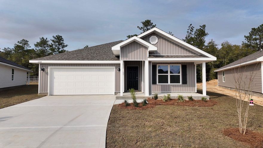 Welcome to Rivers Cove featuring a beautiful community pool and playground. The Cali model, one of our most sought-after designs, offers a fantastic open layout for relaxed living. Offers 4 bedrooms, 2 bathrooms, a covered back patio, 2-car garage, and the 'Smart Home Connect' System with various convenient Smart Home devices. The well-appointed kitchen includes stainless steel appliances, a smooth-top range, built-in microwave, quiet dishwasher, corner pantry, island bar, eye-catching wood-look flooring, and plush carpet in the bedrooms. Bedroom 1 and the adjoining beautiful bath boast a large walk-in closet, double vanity sinks and more. Fabric Hurricane window and door protection is also included.